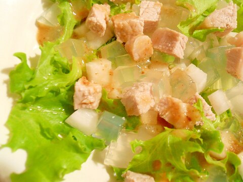 玉ねぎドレで　ガッツリ☆ロース肉入りヘルシーサラダ